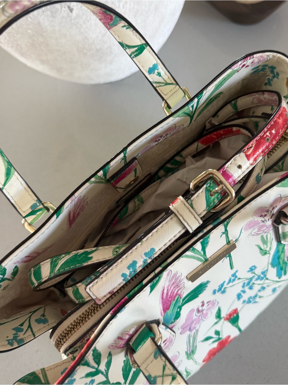 Kate Spade vintage Laurel Way Evangelie  hummingbird floral bag EUC - Picture 6 of 17